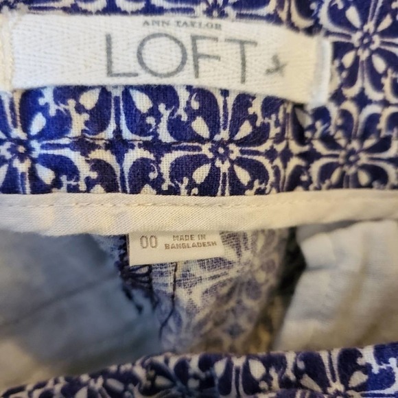 Loft blue and white floral print jacquard shorts size 00‎ - Picture 5 of 5